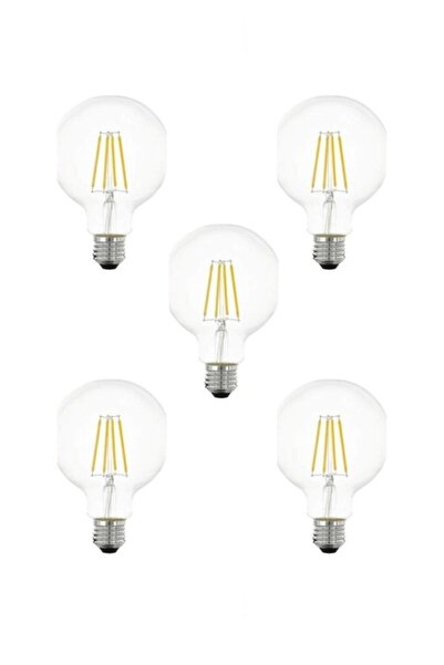 Edison Led Rustik Dekoratif Vintage Aydınlatma 6500k Beyaz Ampul G95 5li
