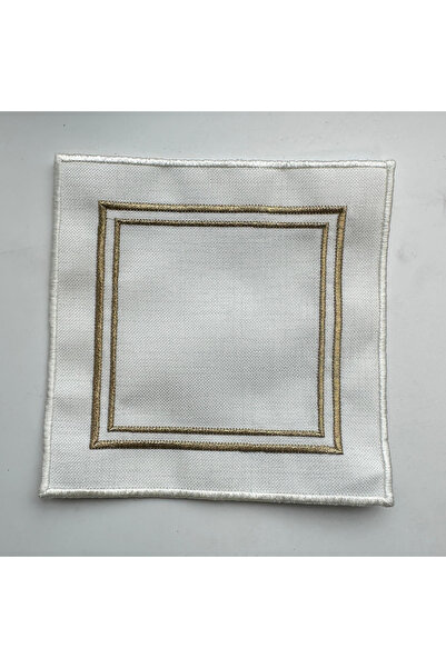 Bursalı Home Collection 6'lı Keten Görünümlü Gardenya Kumaş %100 Floş Nakışlı...