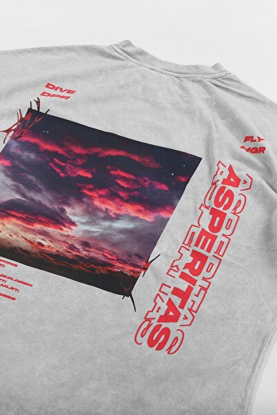 Sekizbiraltı Washable White Asperitas Back Printed Oversize Unisex T-shirt