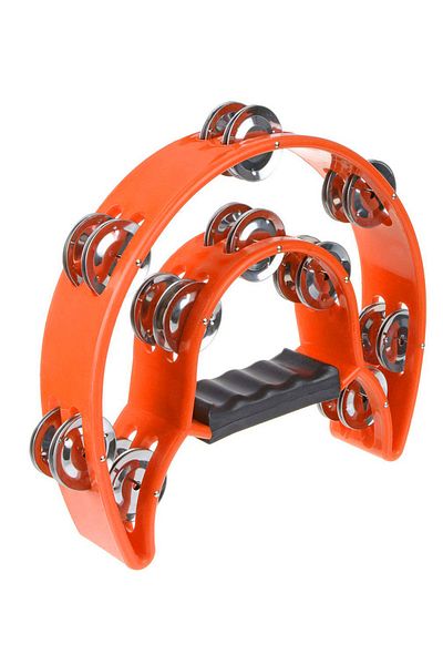 Midex Tf-26Or Double Row 10 Bells Orange Tambourine (with Hand Grip Parts)