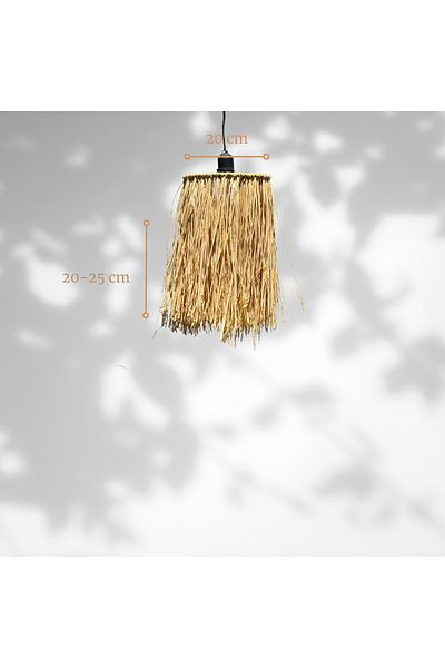 Maison Avf 25 Cm Bohemian Raffia Wicker Chandelier Pendant Lamp - Set of 3 (3 Pieces)