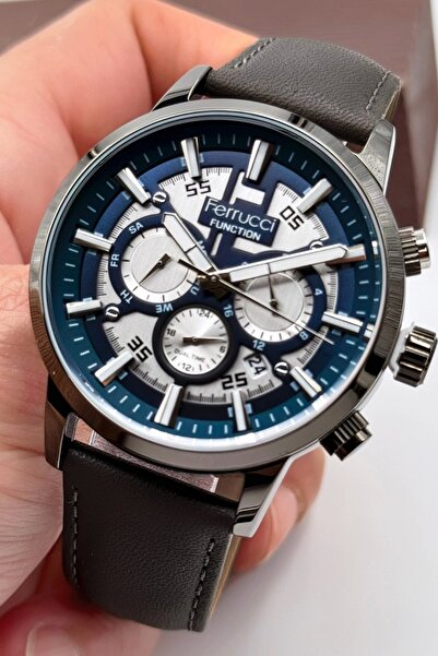 Ferrucci Function Füme Deri Kordon Erkek Kol Saati 3atm Bileklik Hediyeli Sdfer140