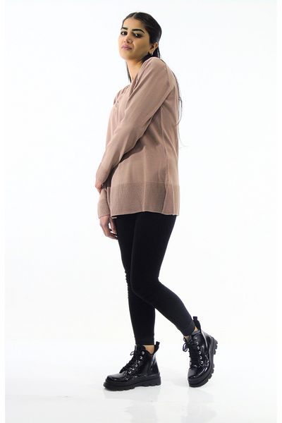 Tuğra Knitwear Sweater with Collar and Back Detail