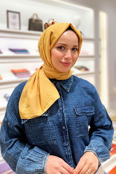 Armine Yellow Cotton Solid Color Seher Shawl - 24042