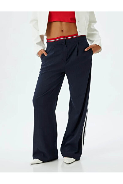 Koton Bol Paça Baggy Lacivert Kadın Kumaş Pantolon 5WAL40044IW