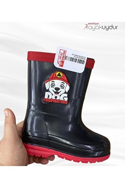 ayakuydur Çocuk Figürlü Siyah Yağmur Botu