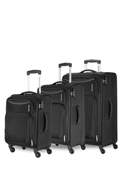 American Tourister مجموعة حقائب سفر بورتلاند ذات العجلات الناعمة ذات العجلات المكونة من 3 قطع (55/68/79) باللون الأسود