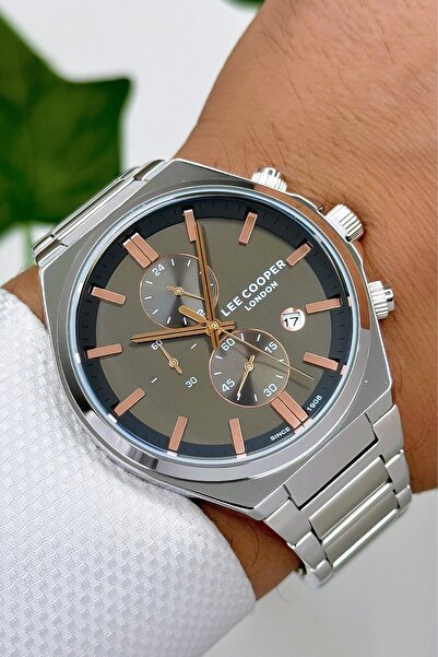Lee Cooper Men's Functional Wristwatch - Steel Cord, Silver-Rose Color, 3Atm ...