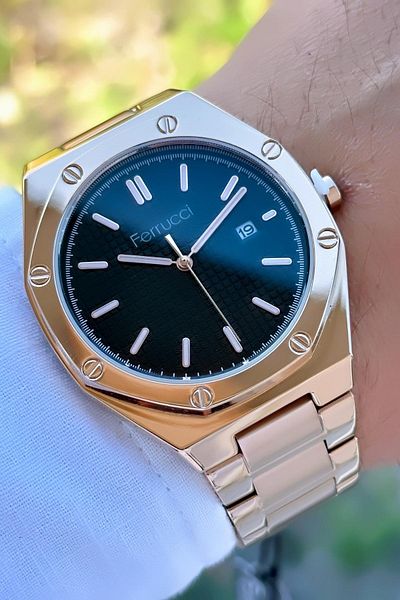 Ferrucci Men's Wristwatch with Calendar Steel Cord 3 Atm Water Resistant Bracelet Gift