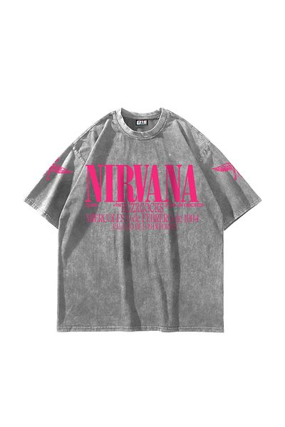 Sekizbiraltı Λευκό μπλουζάκι Nirvana In Utero Pink με στάμπα Oversize Unisex Washable