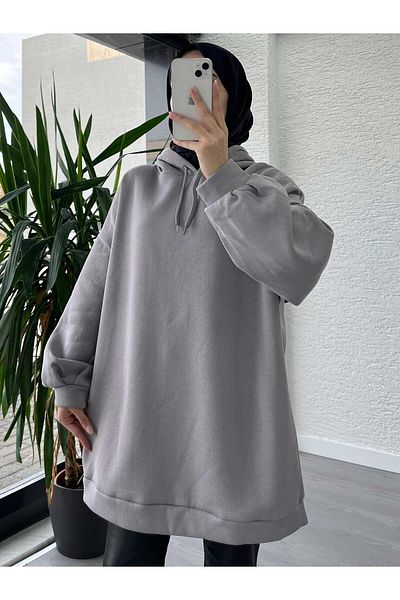 MELEK ARAZ Women's Smoked Oversize Hooded Sweat