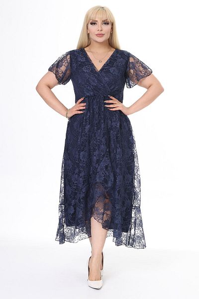 modayız Δαντελένιο Φόρεμα Διπλό Γιακά Plus Size 20Y-2447