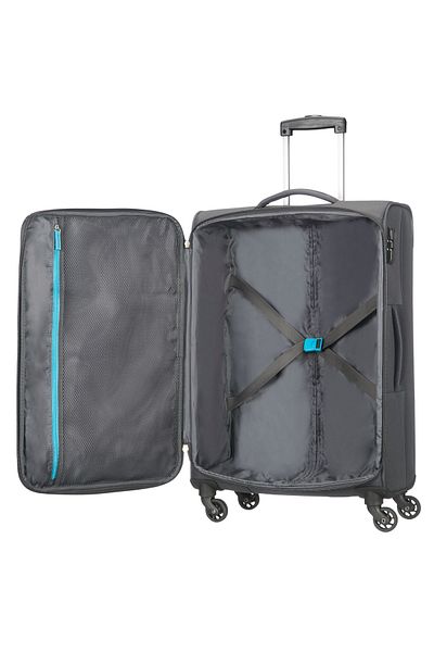 American Tourister حقيبة سفر جامايكا ذات العجلات الناعمة ذات اللون الأسود مقاس 55 سم