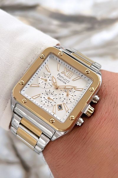 Ferrucci Function New Season Men's Wristwatch Steel Cord Silver-gold Sdfer068