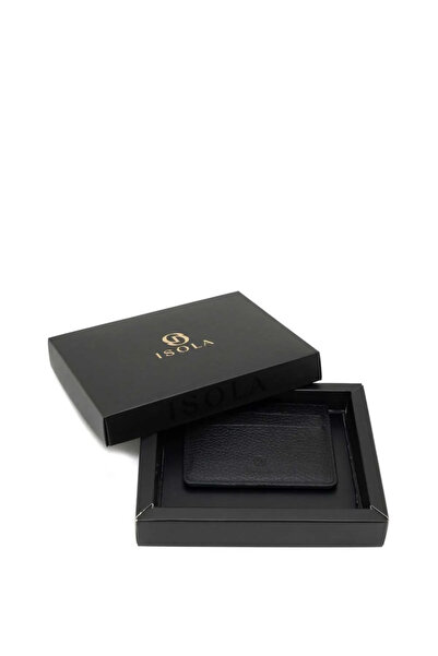 ISOLA %100 Hakiki Deri Kartlık Erkek Yerli Üretim Siyah Yumuşak Dokulu