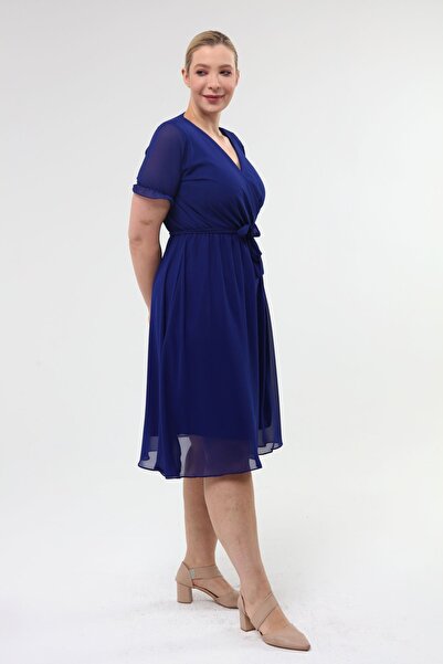 modayız Rochie din șifon cu guler dublu, mărime mare, 26B-1967