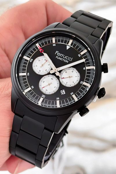 Ferrucci Men's Watch - Steel Band, 3Atm Water Resistant, Black Sdfer085