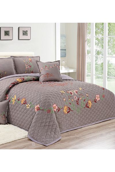 Generic Floral Compressed Comforter Set, 160 x 210 cm Twin Size Reversible 4 pcs Bedding Set, Multicolor