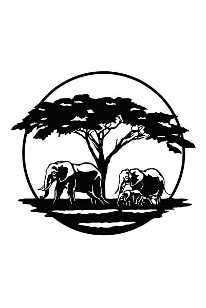 TUNCLNE ملصق عالي الجودة لتزيين الحائط من عائلة الفيل سفاري مقاس 60 × 60 سم