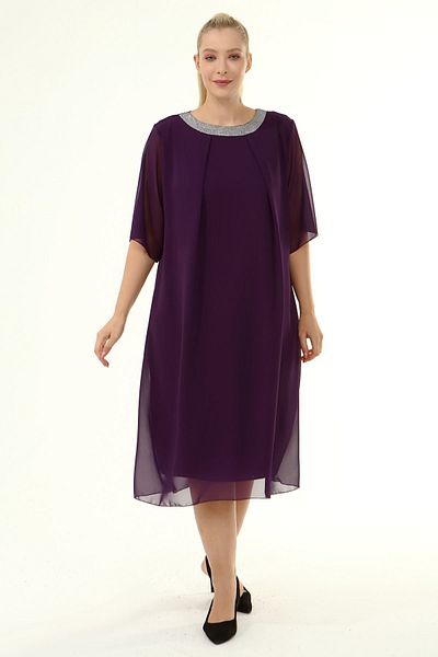 modayız Plus Size Chiffon Dress 19d-1865