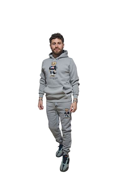 Çarşı35 Hooded Unisex Tracksuit - Teddy Bear Figure, Embroidered, 3 Thread Cotton