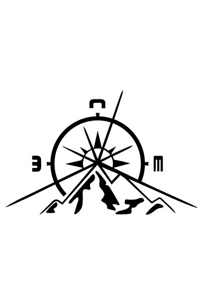 FARKSHP ملصق بوصلة جبلية للطرق الوعرة أسود 20*13 سم Lcst [Lcst]