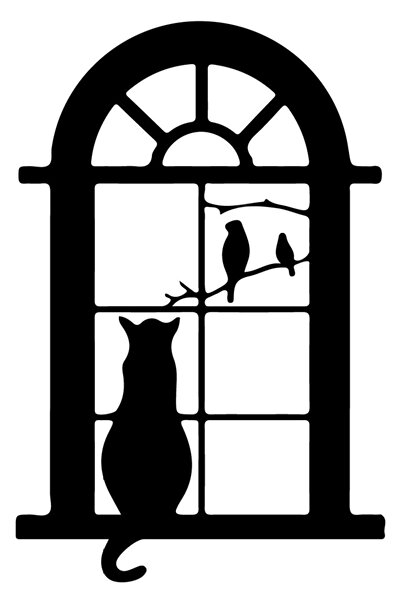 BİLGİMOLA ملصق ديكور جداري على شكل قطة تشاهد الطيور يجلس على النافذة مقاس 40 ...