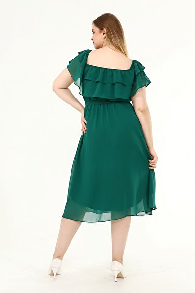 modayız Φόρεμα από σιφόν μεγάλου μεγέθους Karmen Yaka 34E-1825