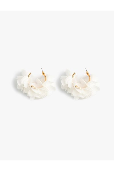 Koton Floral Hoop Earrings Voluminous