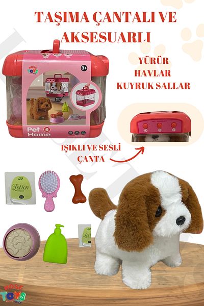 kosetoys Walking Puppy - Carrying Bag with Light and Sound, Moving and Accessories