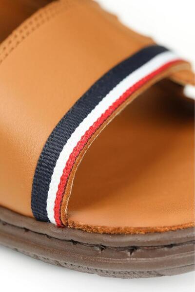 U.S. Polo Assn. Ελαφριές και άνετες ανδρικές παντόφλες - Δερμάτινες, Velcro Sports Tan, DAVIN