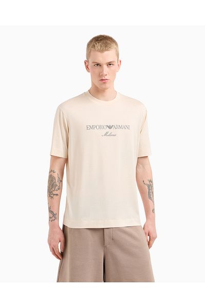 Emporio Armani Ανδρικό κοντό μπλουζάκι GX9688 με βαμβακερό γιακά με κανονική κοπή Milano