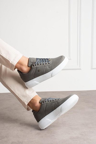 L.A Polo Suede Thick Sole Comfortable Smoked Men's Sneaker 063