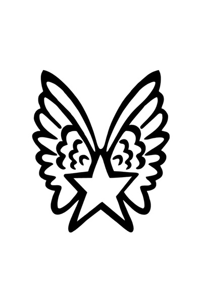 TeOraStore ملصق ديكور حائط على شكل نجمة مجنحة مقاس 40 × 48 سم