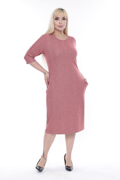 modayız Χειμερινό φόρεμα με τσέπες Jacquard Plus Size 12c-2276