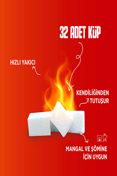 ÇIRAMATİK 32 Adet Tutuşturucu Beyaz Çıra-mangal Ve Şömine Tutuşturucu
