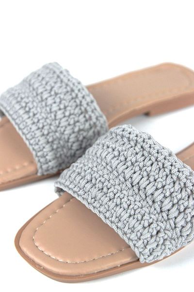 Gökhan Talay Leona Women's Knitted Detailed Gray Knitted Slippers