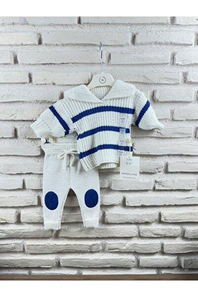 Nipperland Indigo Blue Natural Round Stripes Bottom Top Baby Boy Suit