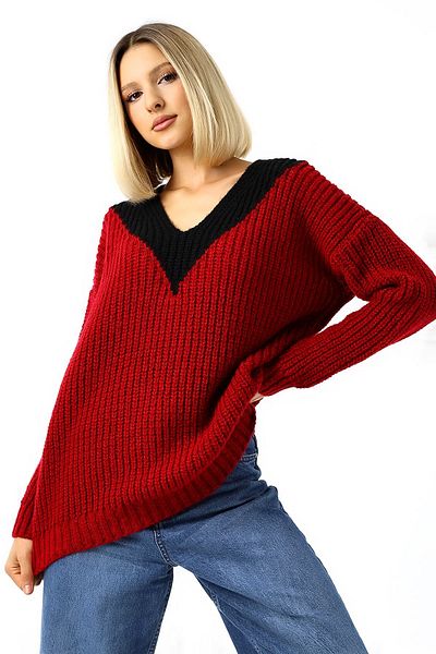 Devinka Pulover de damă oversize cu decolteu în V