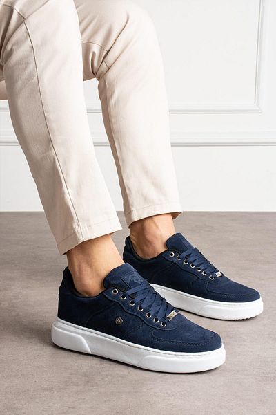 L.A Polo Suede Thick Sole Comfortable Navy Blue Men's Sneaker 063