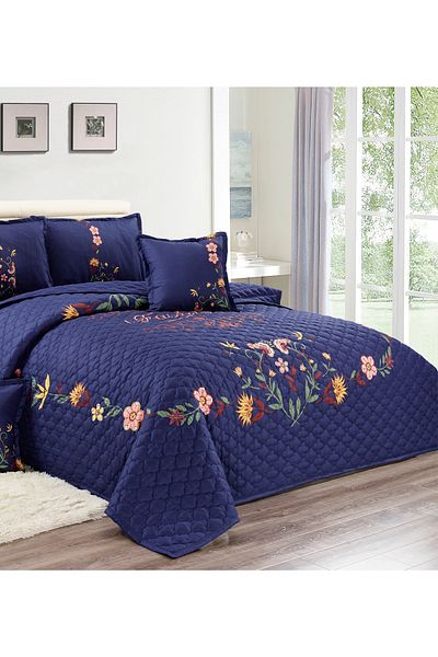 Generic Floral Compressed Comforter Set, 160 x 210 cm Twin Size Reversible 4 pcs Bedding Set, Multicolor
