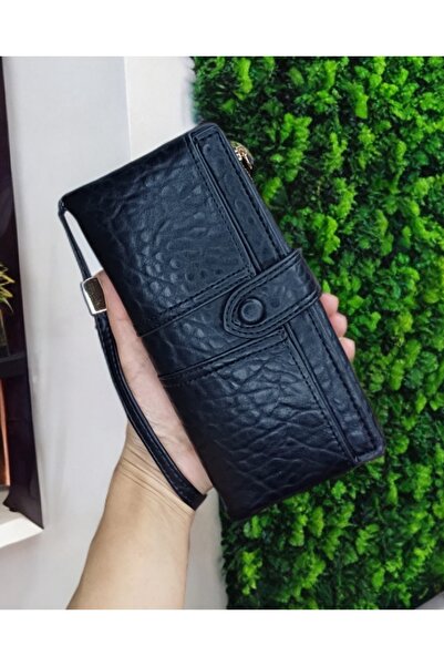 KY David Polo Kadın Cüzdan Siyah Yumuşak Deri Kartlık Büyük Boy
