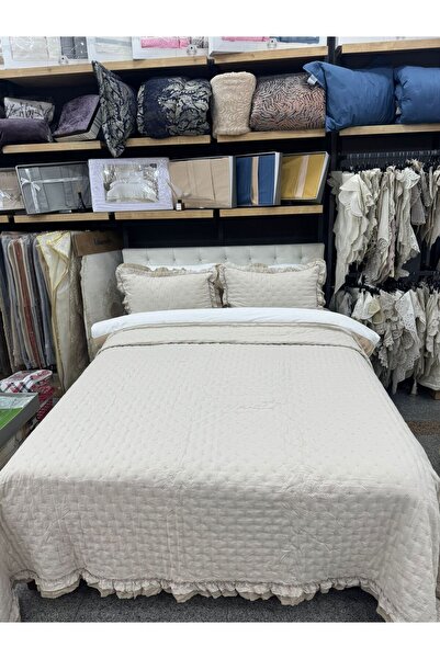 ÇAPAEV Çapa Fırfırlı Tek Kişilik Yatak Örtüsü - Bej