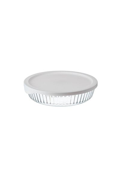 Dania 2.1L Round Striped Glass Oven Dish with Lid