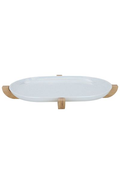 Alsaif Gallery Al Saif Gallery porcelain serving plate, 38x25.5x4 cm - white