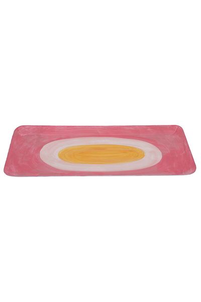 Alsaif Gallery Al Saif Gallery Steel Sweet Serving Plate, 2 x 20.5 x 42, Rectangle - Pink