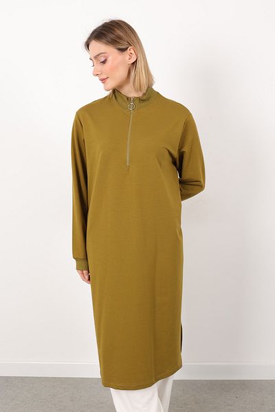 Linvey Stand Collar Zippered Large Size Comfortable Fit Tunic (K7568 Battali)