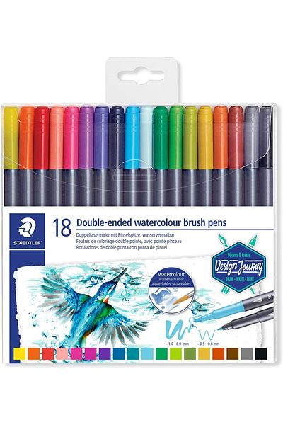 yusuftex Srht 3001 Tb18 - Double Felt Fine Nib and Brush Nib Bright Color Pen