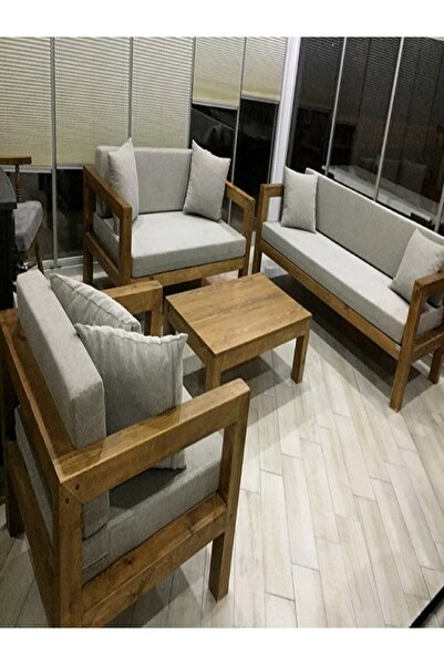 ömür konsept ahşap 3 2 1 Bahce Balkon Oturma Grubu