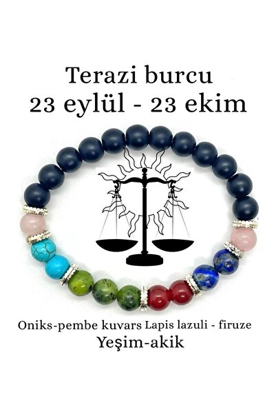 Zodyak Doğal Taş Natural Stone Unisex Libra Sign Bracelet